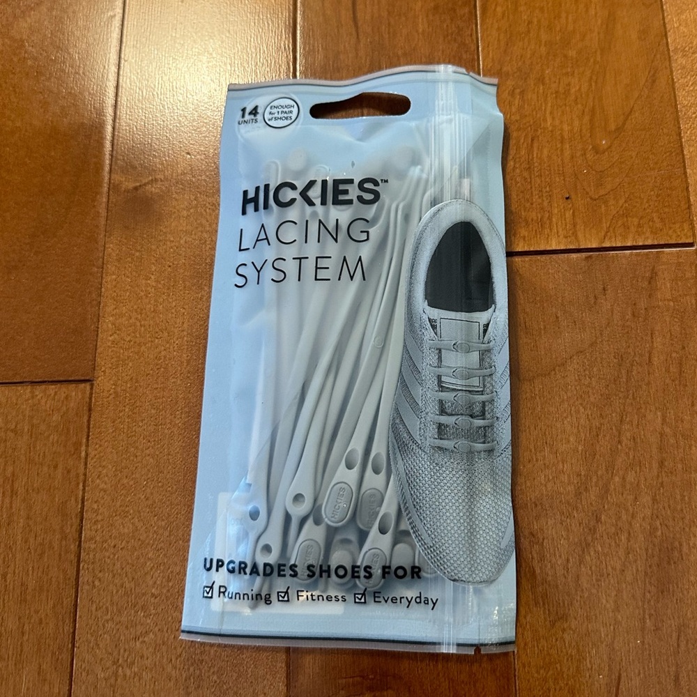 Hickies lacing system, slip-on laces for adult shoes - white